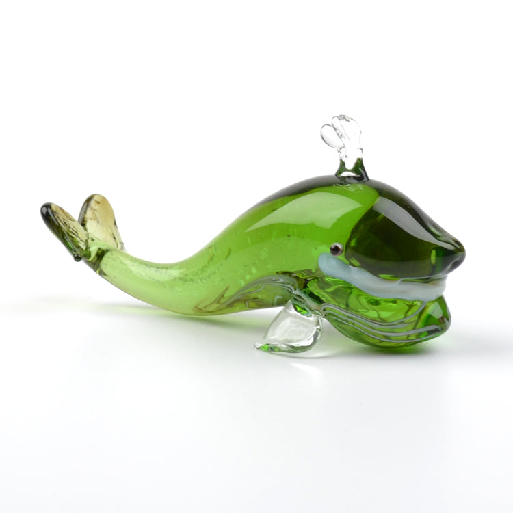 Green Whale Glass Figurine