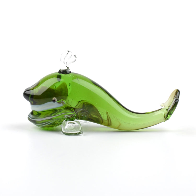 Green Whale Glass Figurine