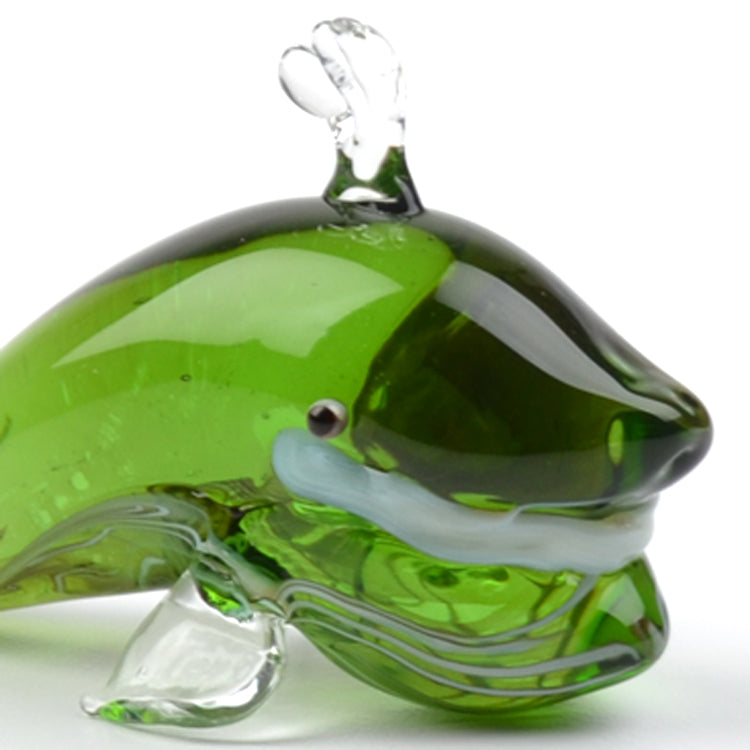 Green Whale Glass Figurine