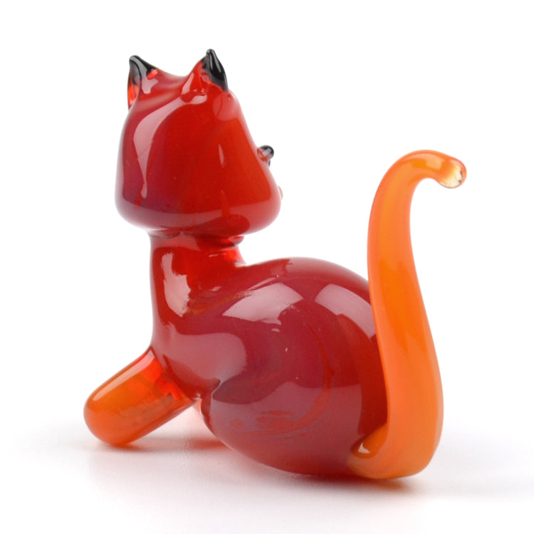 Glass Red Cat Figurine