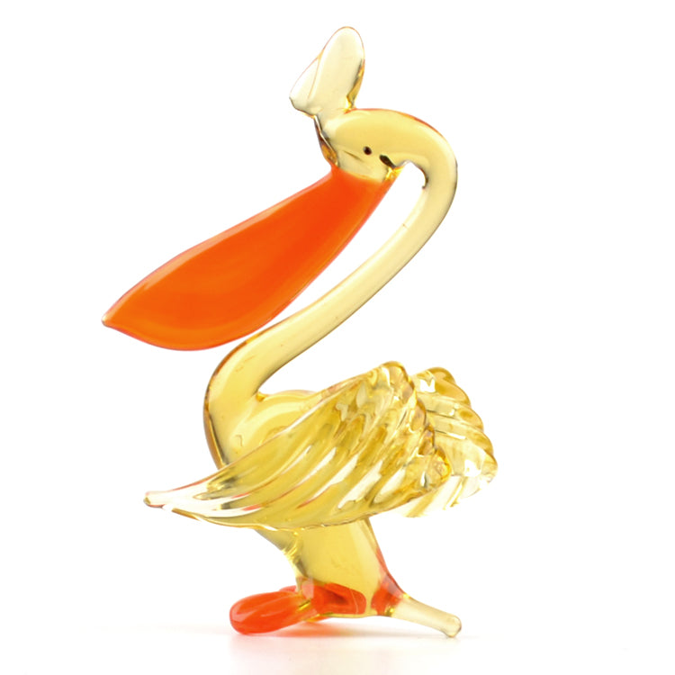 Orange Beak Pelican Glass Figurine