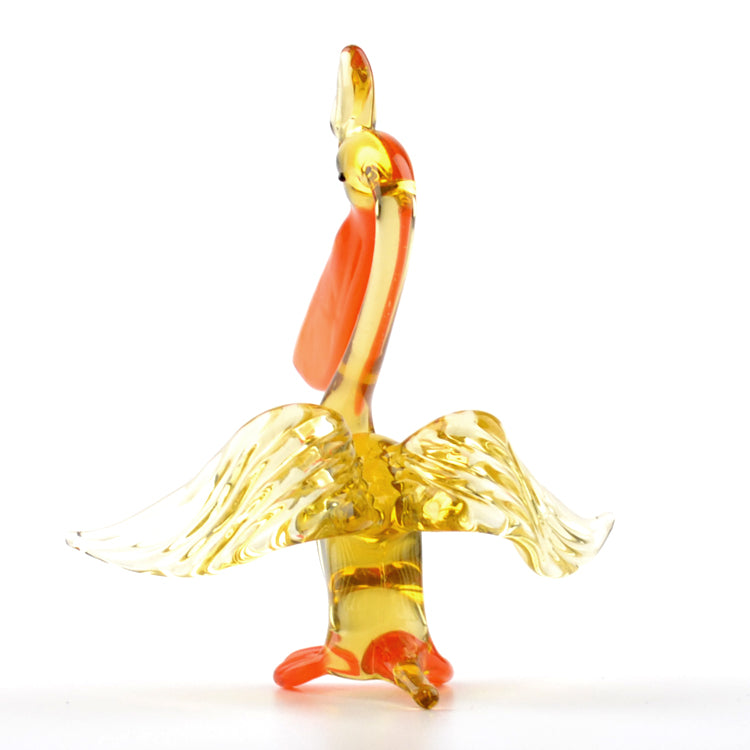Orange Beak Pelican Glass Figurine