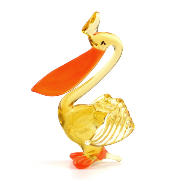 Orange Beak Pelican Glass Figurine