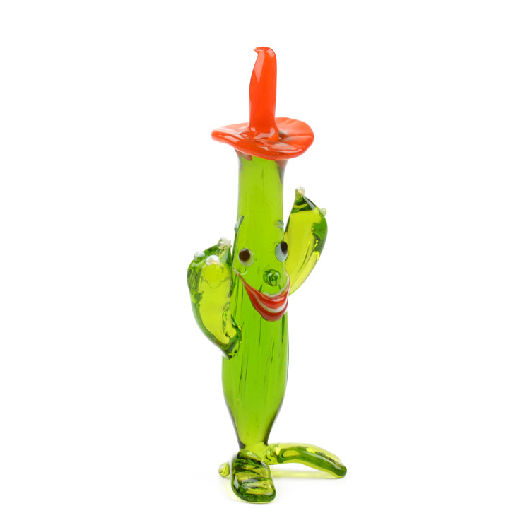 Red Hat Happy Cactus Glass Figurine