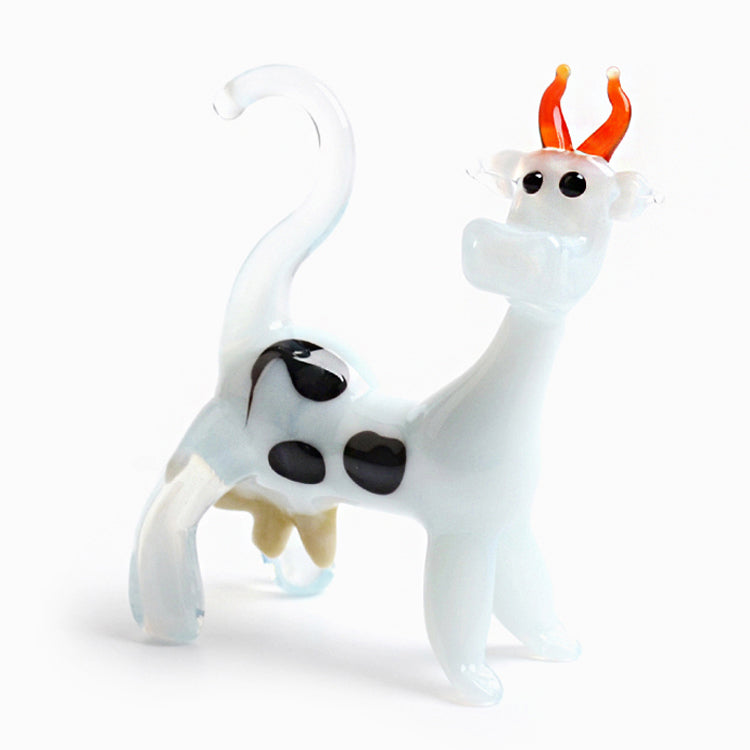 Glass White Cow