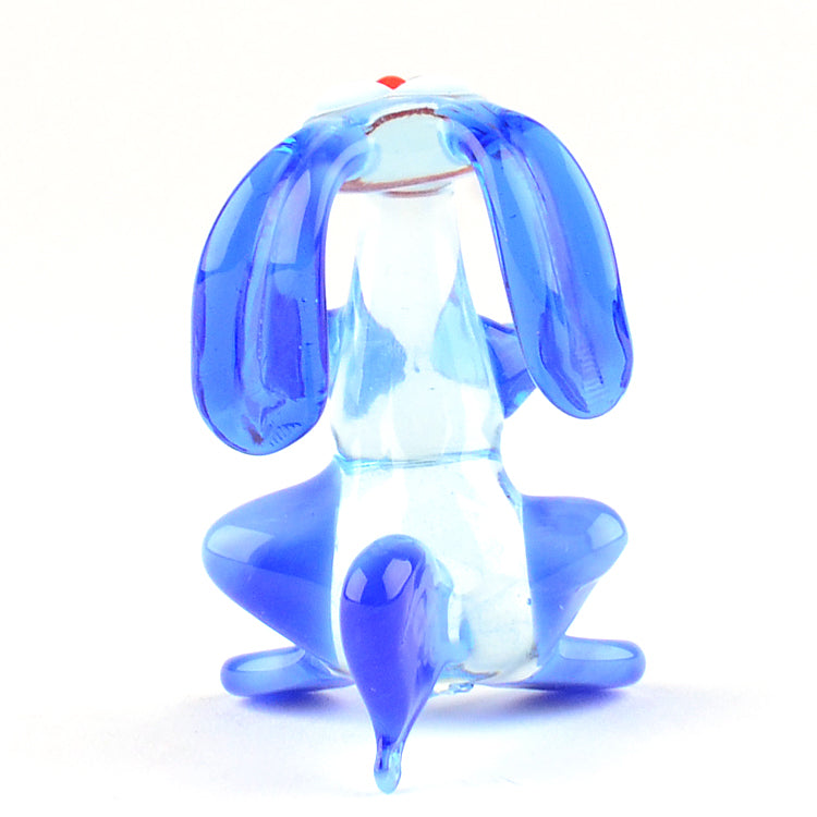 Blue Rabbit Bunny Glass Figurine