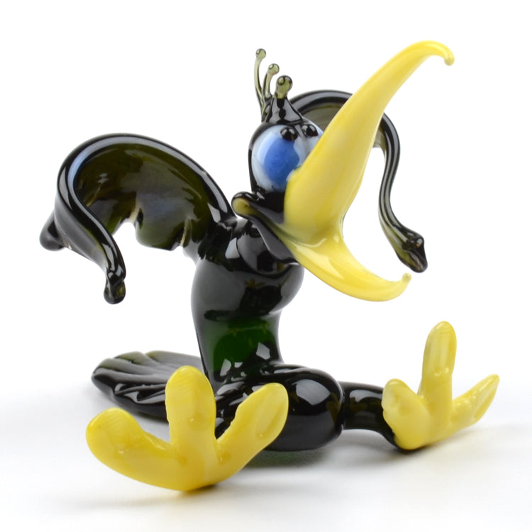 Funny Hollering Crow Glass Figurine