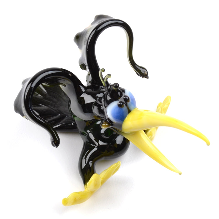 Funny Hollering Crow Glass Figurine