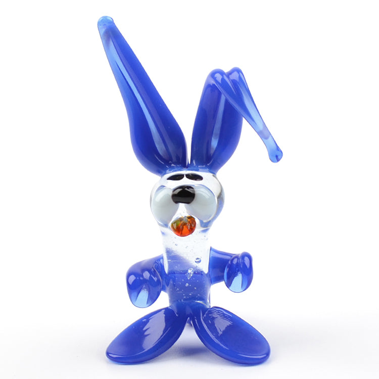 Small Blue Bunny Glass Figurine