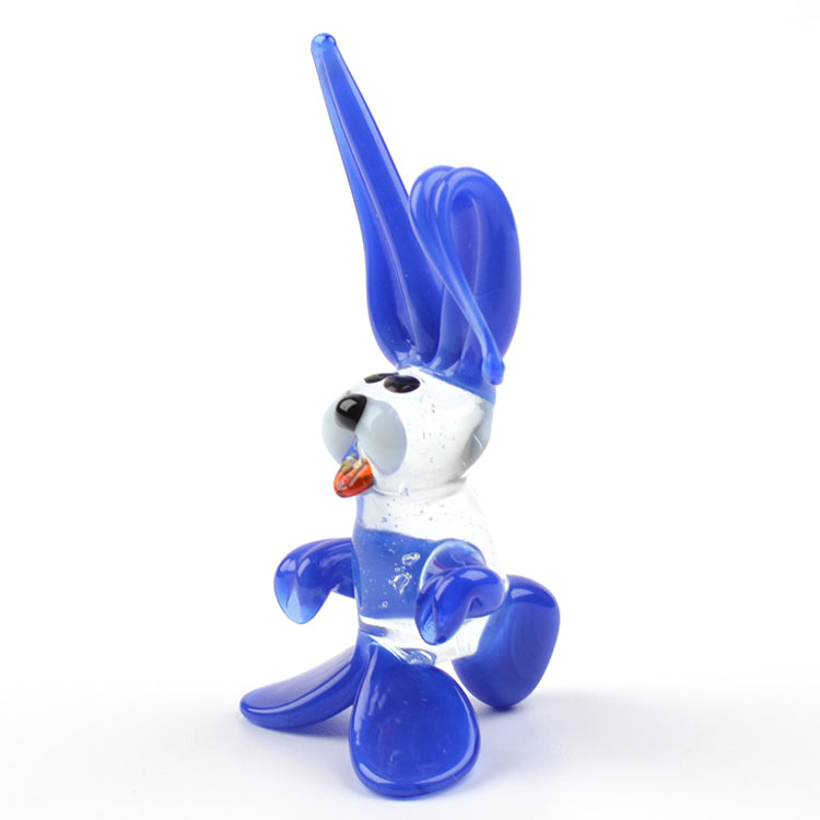Small Blue Bunny Glass Figurine