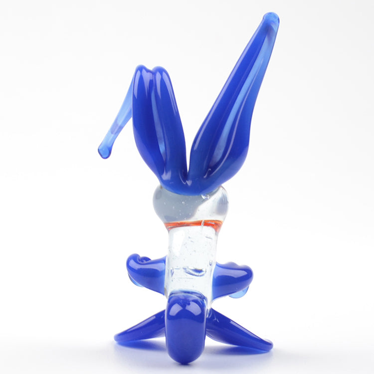 Small Blue Bunny Glass Figurine