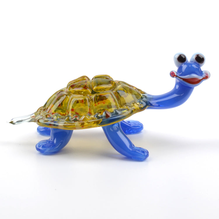 Smiley Turtle Glass Figurine
