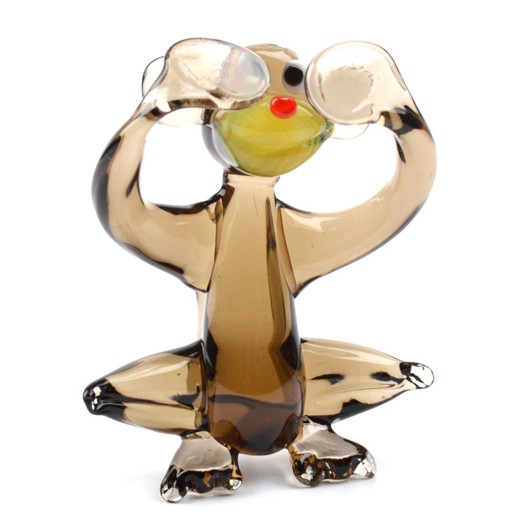 No-See Brown Monkey Glass Figurine