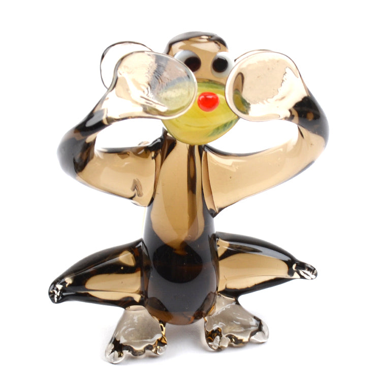 No-See Brown Monkey Glass Figurine