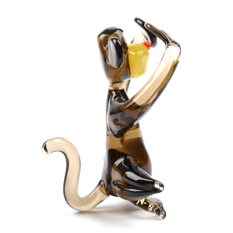 No-See Brown Monkey Glass Figurine