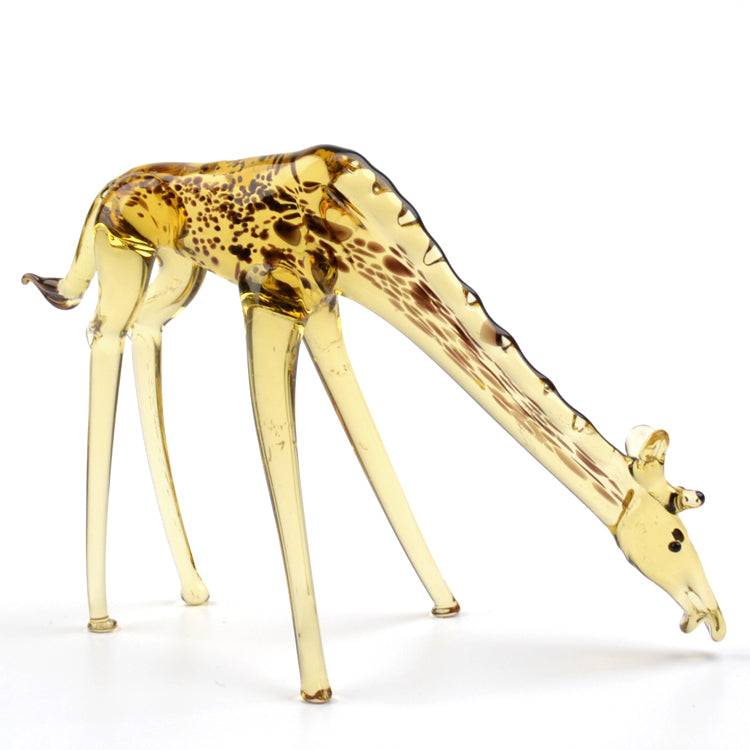 Art Glass Bending Giraffe Figurine