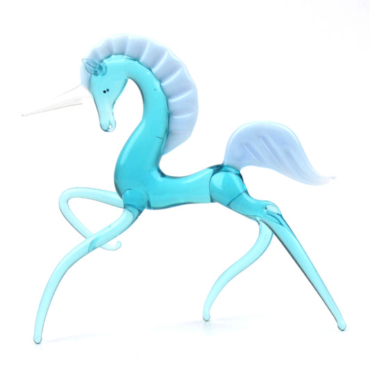 Tall Blue Unicorn Glass Figurine