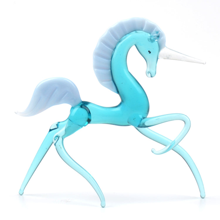 Tall Blue Unicorn Glass Figurine