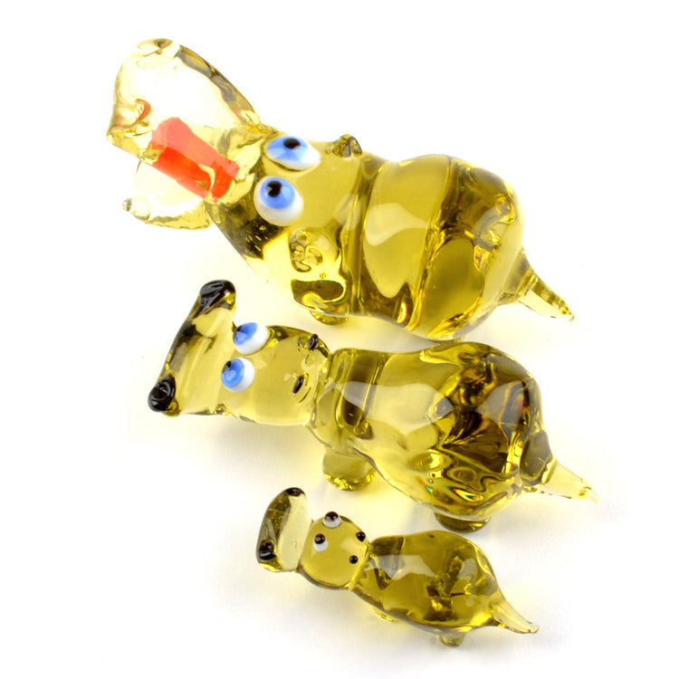 Happy Glass Hippo Family