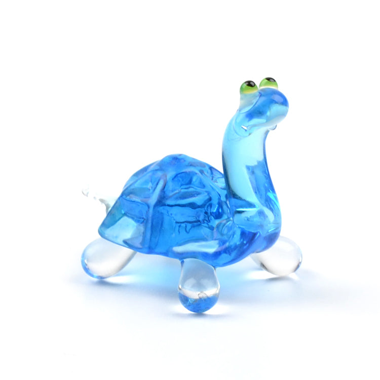 Tiny Blue Turtle Glass Figurine