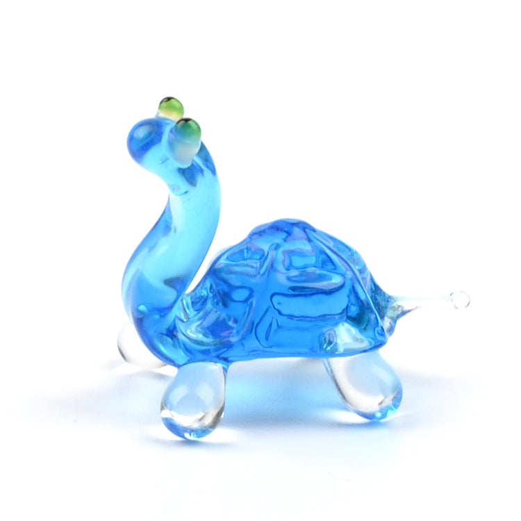 Tiny Blue Turtle Glass Figurine