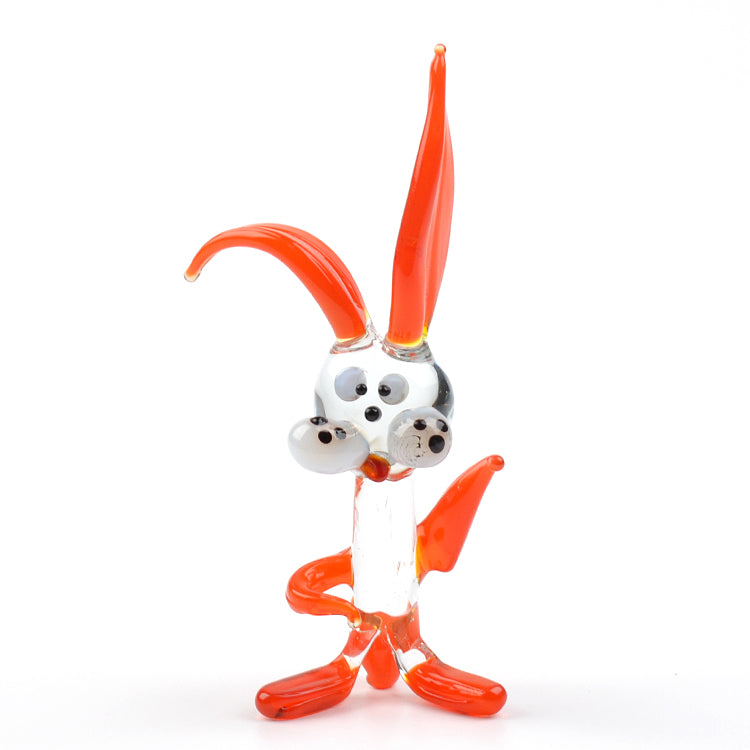 Red Ears Bunny Glass Figurine