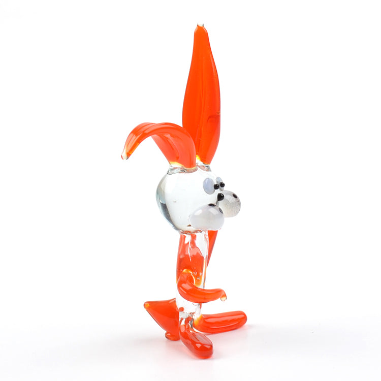 Red Ears Bunny Glass Figurine