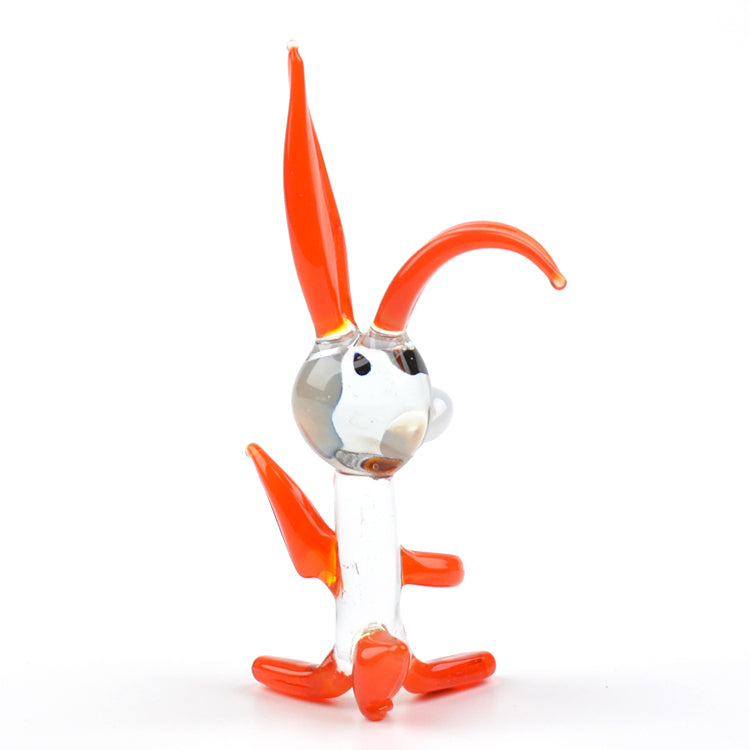Red Ears Bunny Glass Figurine