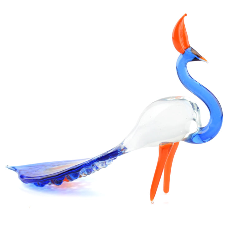 Blue Peacock Glass Figurine