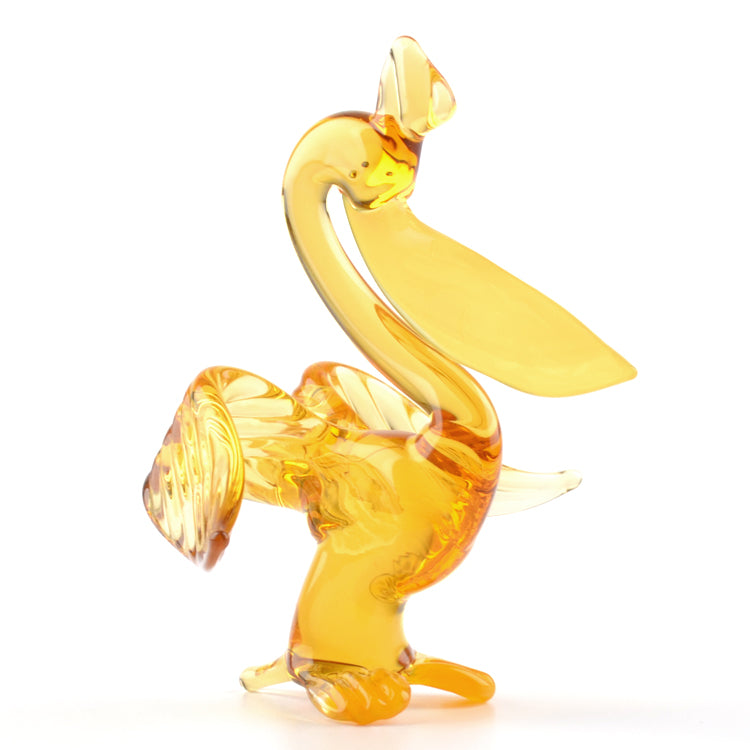 Yellow Beak Pelican Glass Figurine