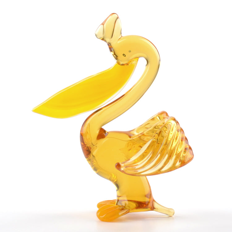 Yellow Beak Pelican Glass Figurine