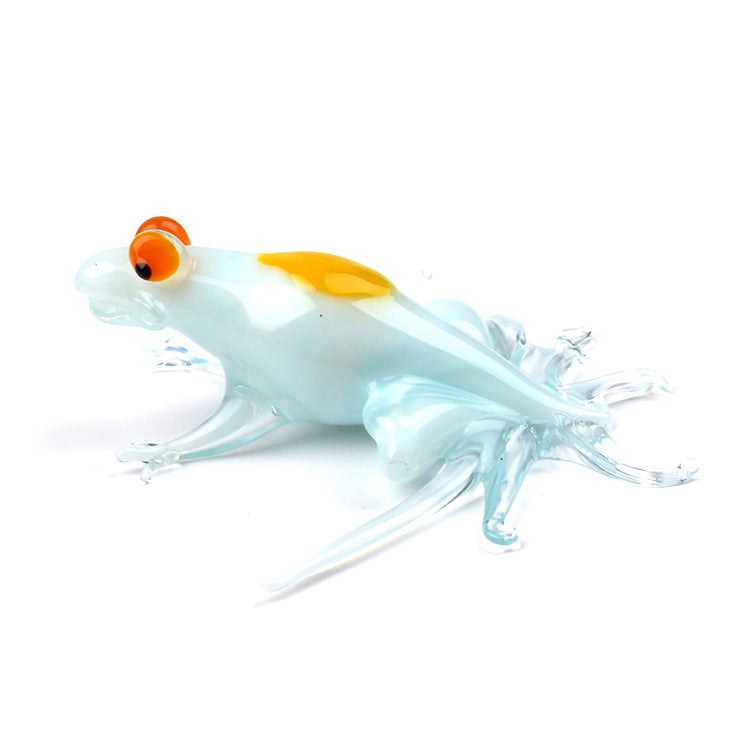 White Frog Glass Figurine