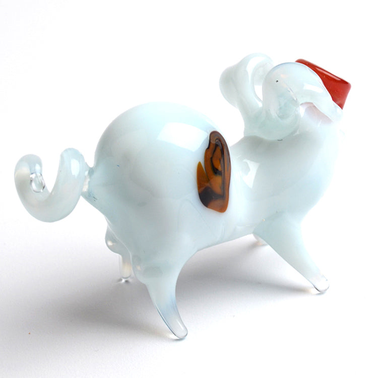 White Piggy Pig Glass Figurine