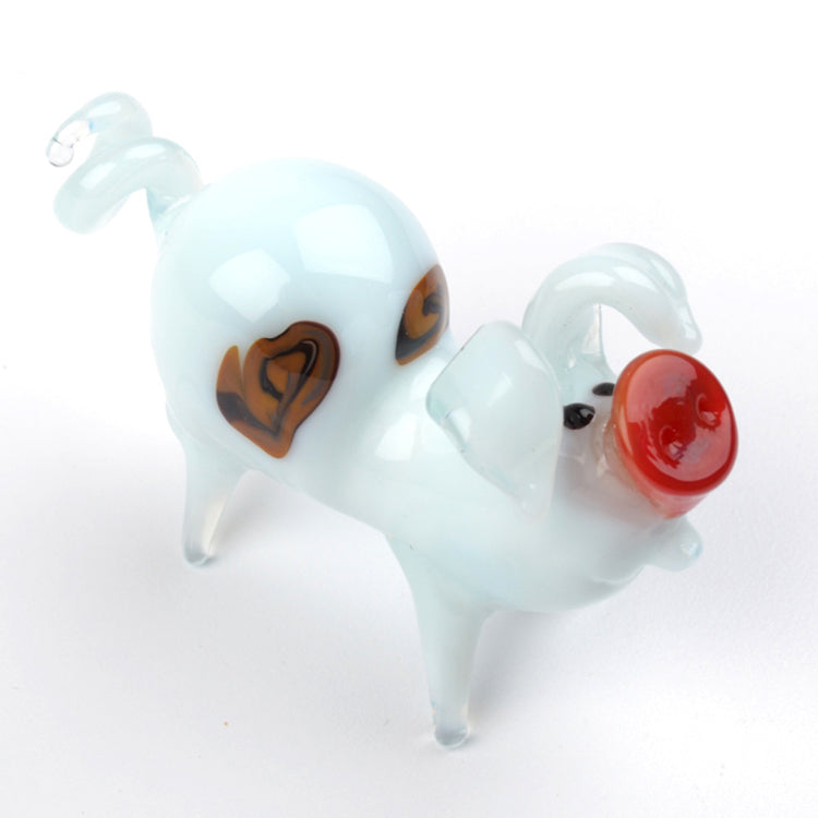 White Piggy Pig Glass Figurine