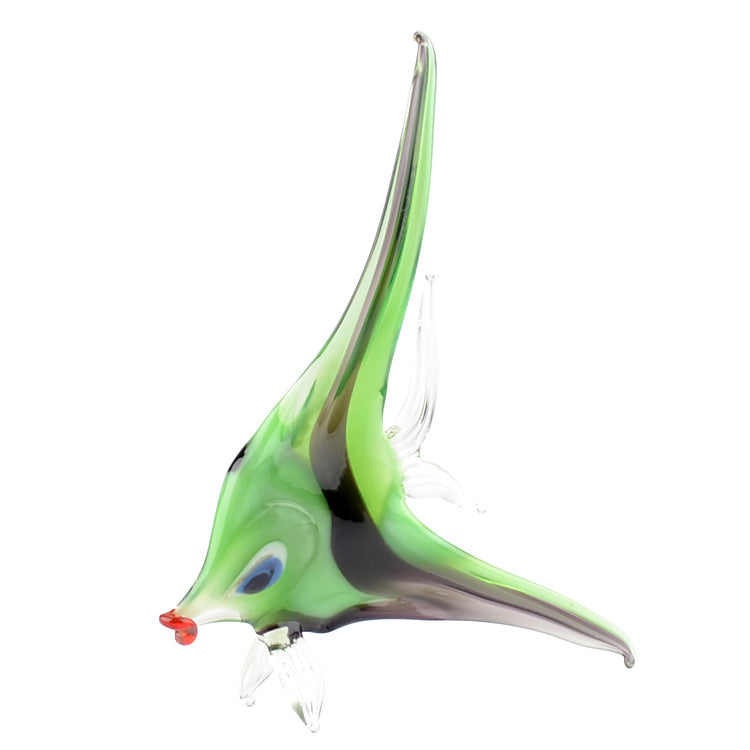Green Angel Fish Glass Figurine