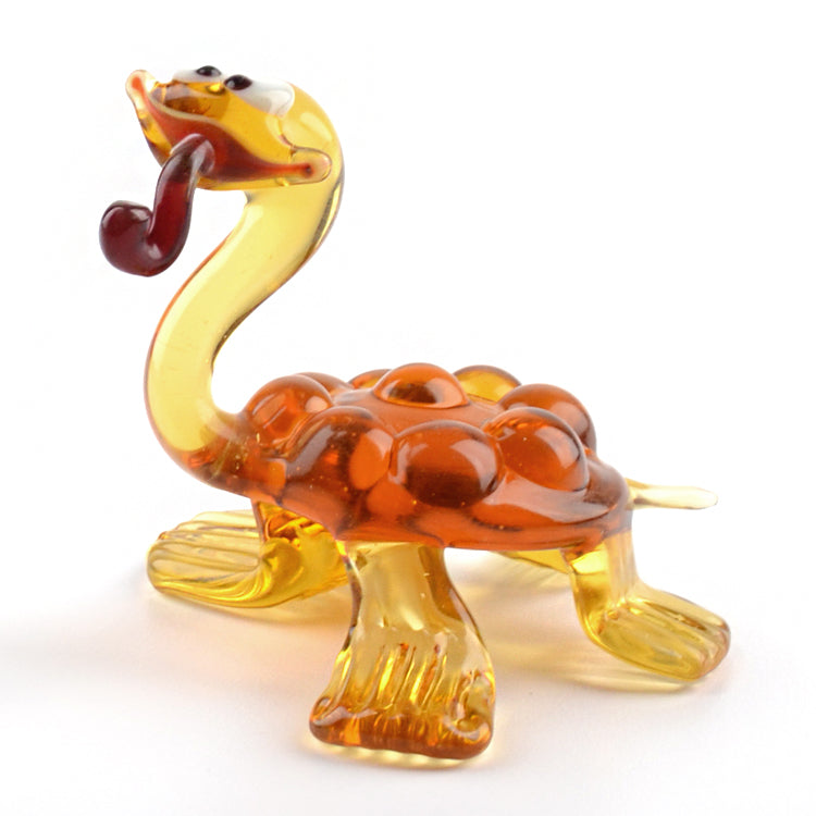 Comical Turtle with Pipe Glass Figurine