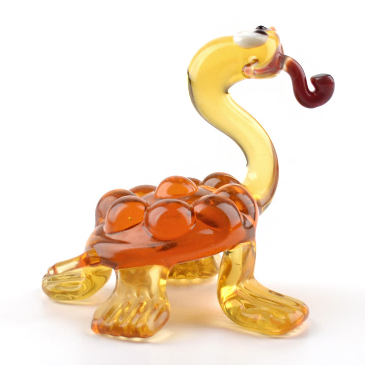 Comical Turtle with Pipe Glass Figurine