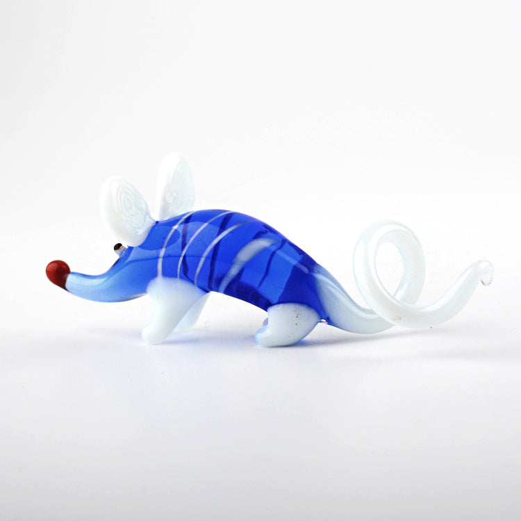 Blue Mouse Glass Figurine