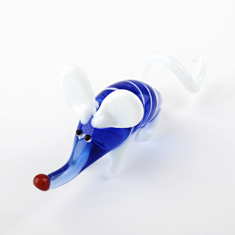 Blue Mouse Glass Figurine