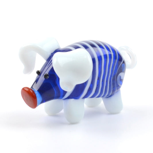 Cute Blue Pig Glass Figurine