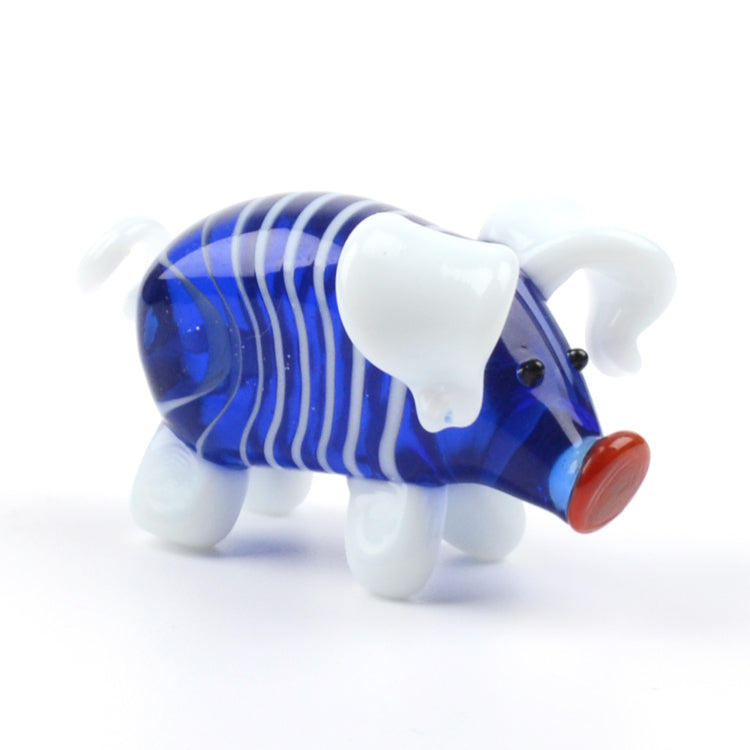 Cute Blue Pig Glass Figurine