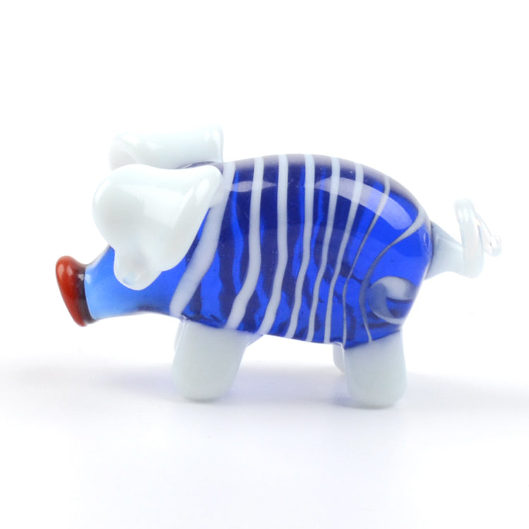 Cute Blue Pig Glass Figurine