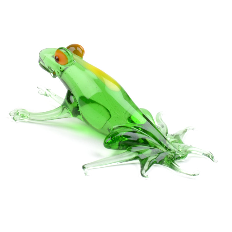 Green Frog Glass Figurine