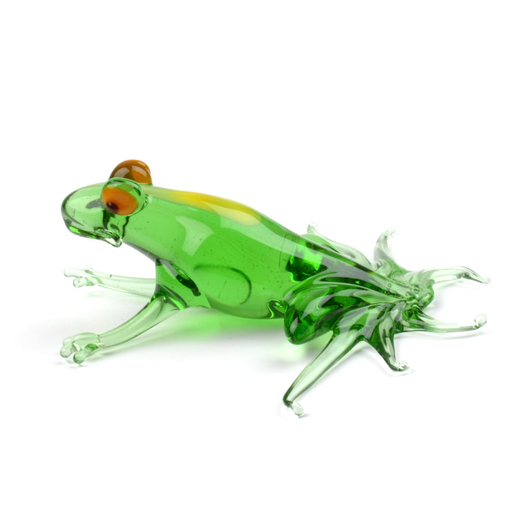 Green Frog Glass Figurine