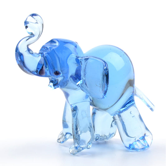 Blue Elephant Glass Figurine