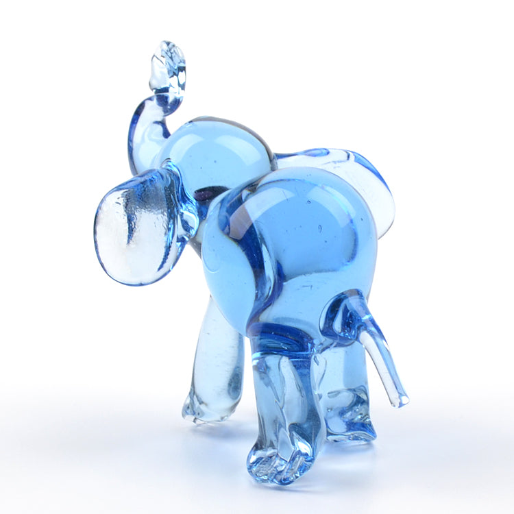 Blue Elephant Glass Figurine