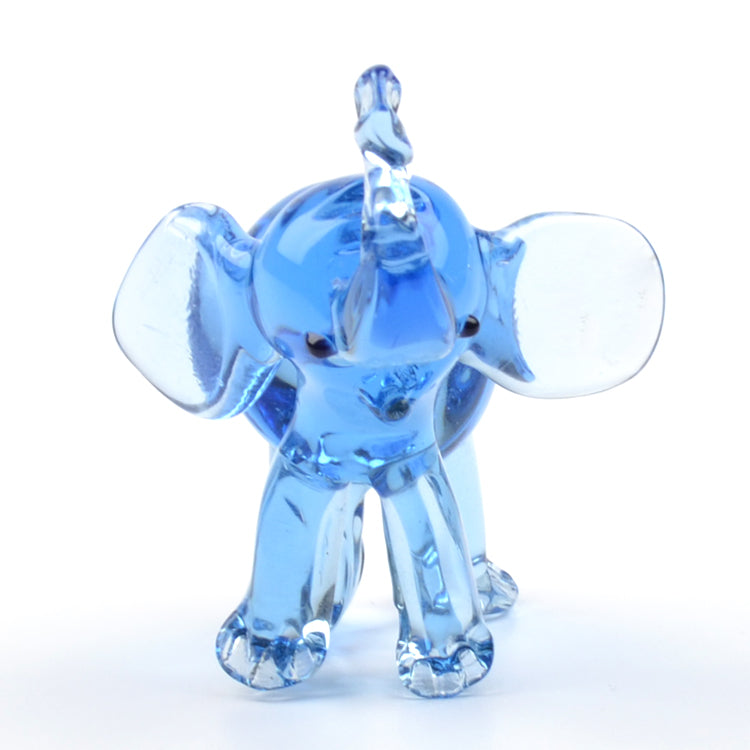 Blue Elephant Glass Figurine