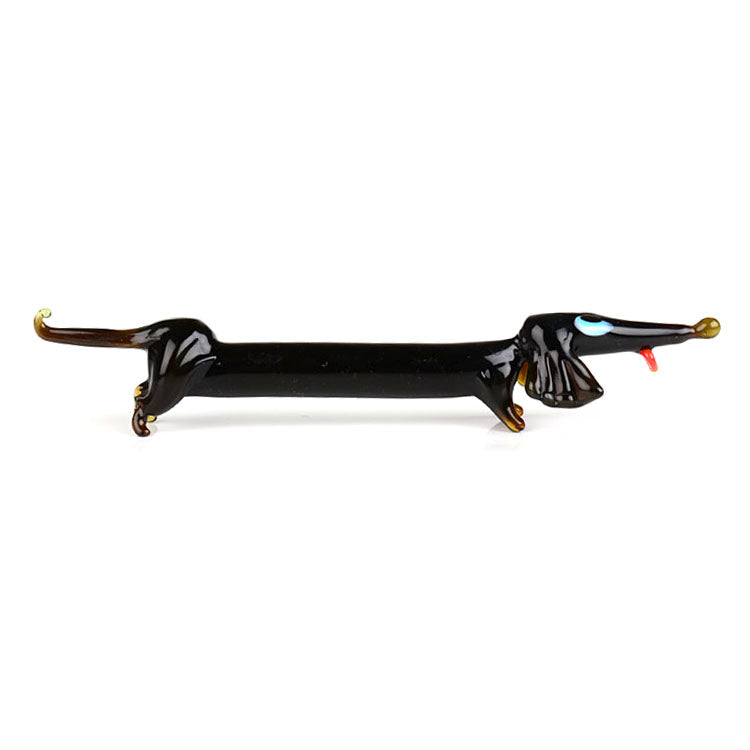 Black Dachshund Glass Miniature