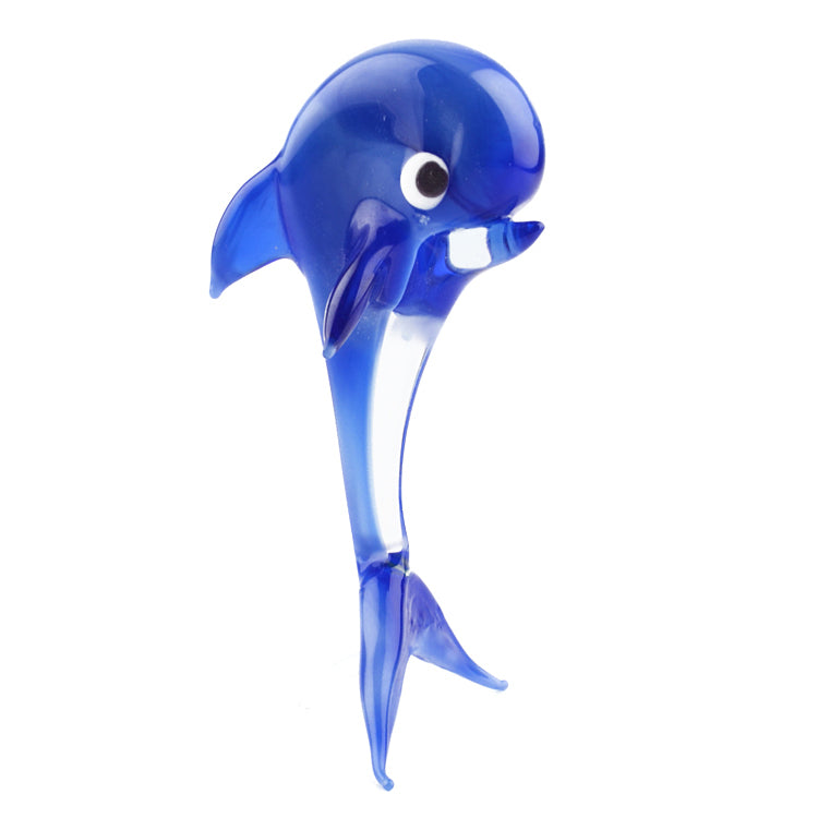 Happy Dolphin Blue Glass Miniature