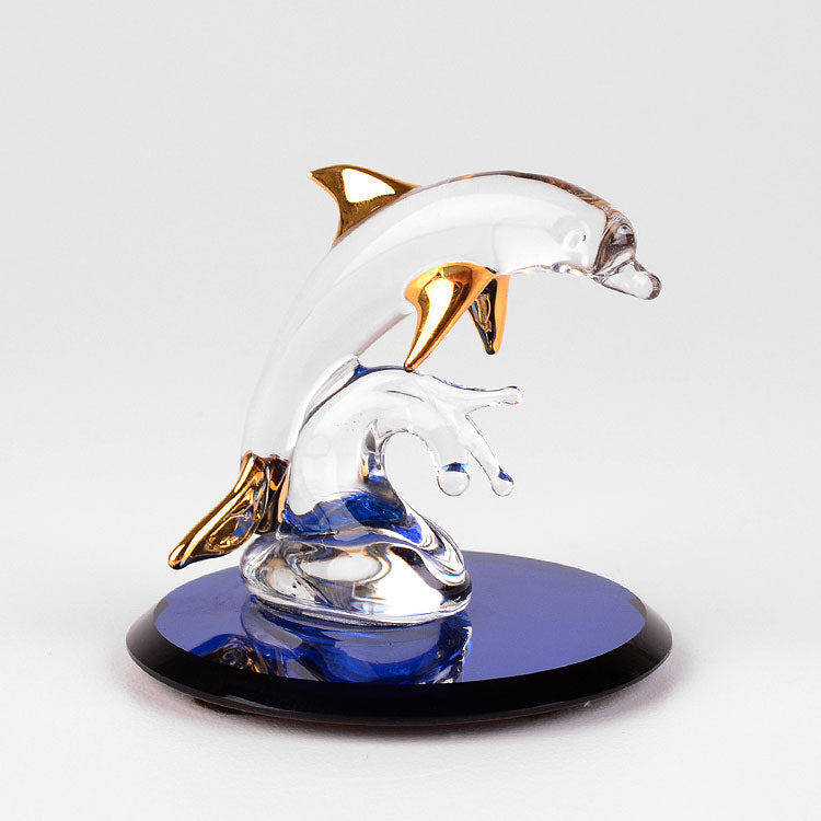 Glass Dolphin on Blue